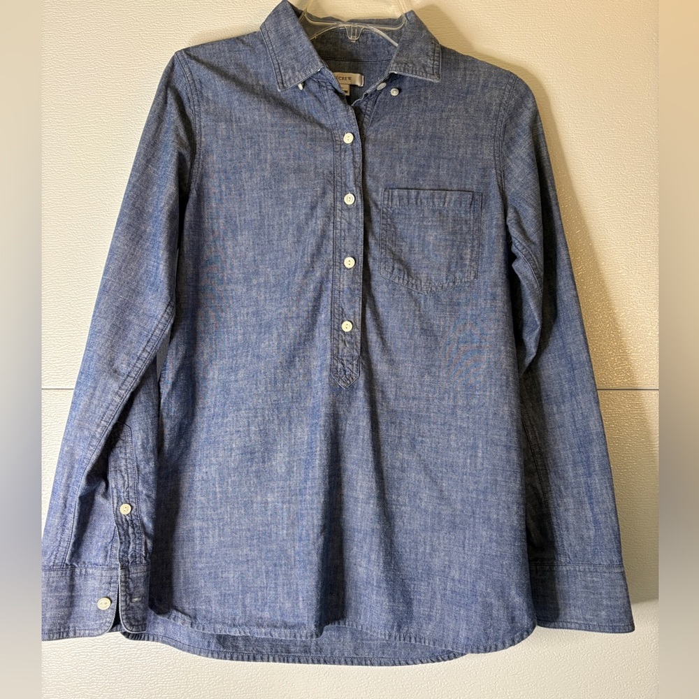 J. Crew Chambray Blue Pullover Shirt Size 0